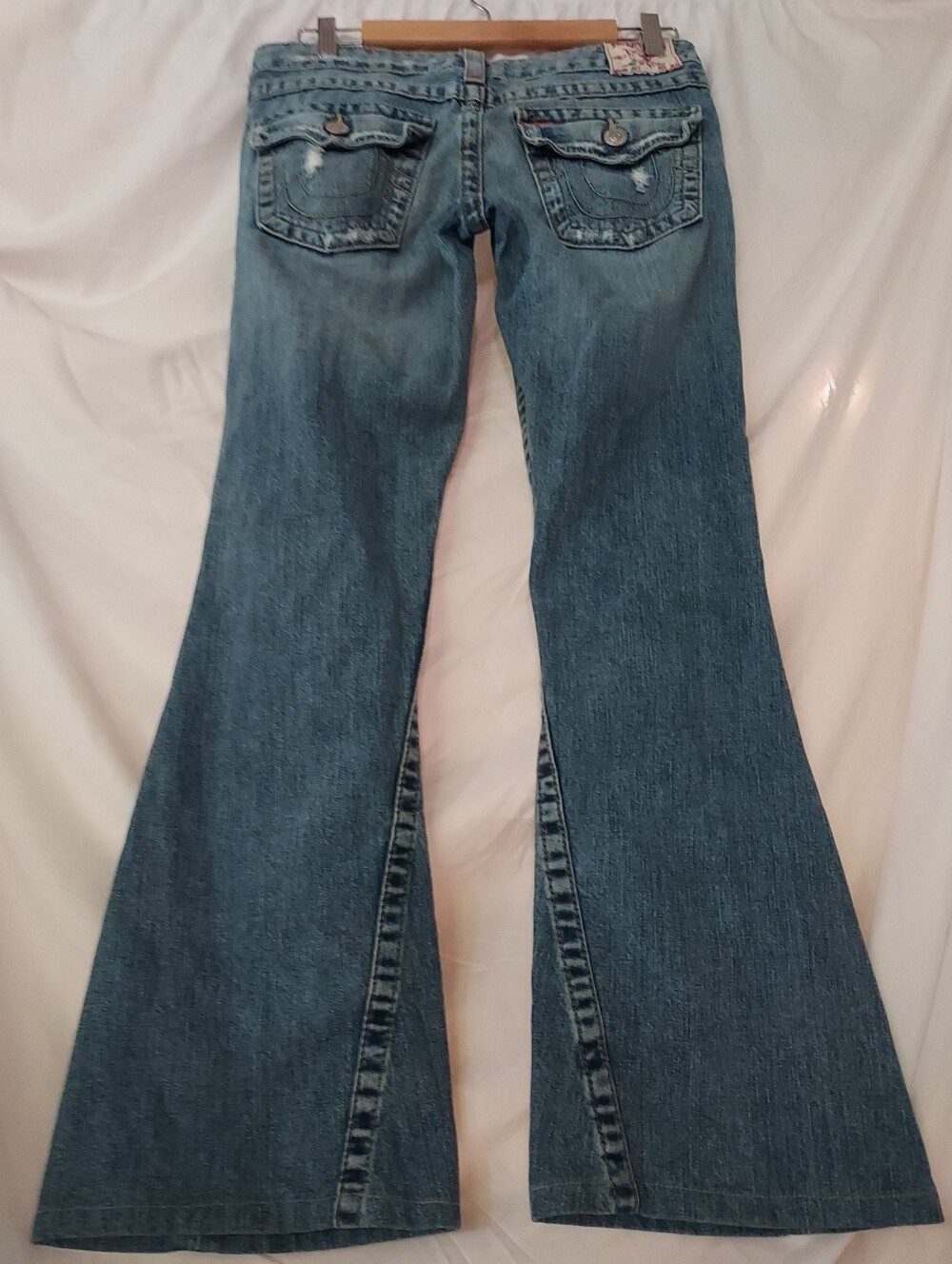 True Religion RARE Joey Bootcut Flare Jeans 28 Distressed Y2K Made in USA - Picture 3 of 6